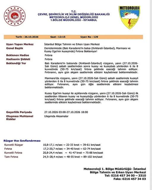 Yalova İçin Fırtına Uyarısı Yapıldı